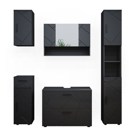 Vicco Set mobili bagno Antracite lucido 5 parti