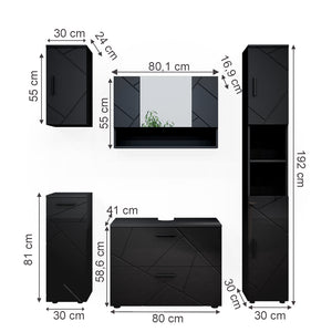 Vicco Set mobili bagno Antracite lucido 5 parti