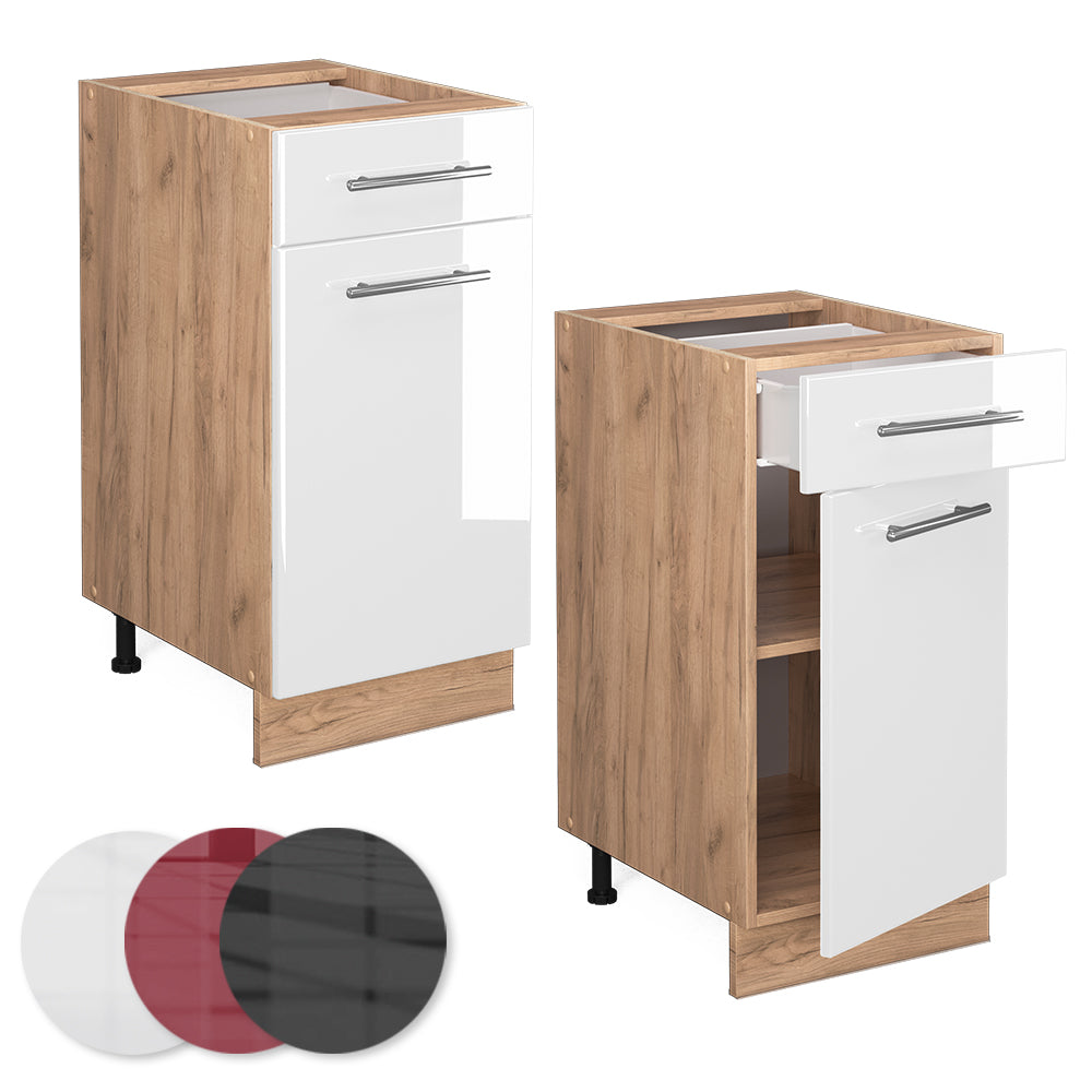 Vicco Mobiletto base per cucina Bianco lucido 40 cm , PL Rovere