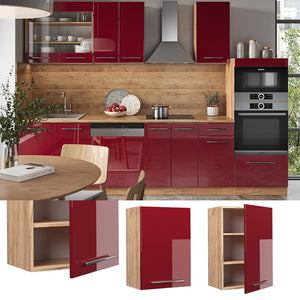 Vicco Pensile da cucina Rosso bordeaux lucido 50 cm