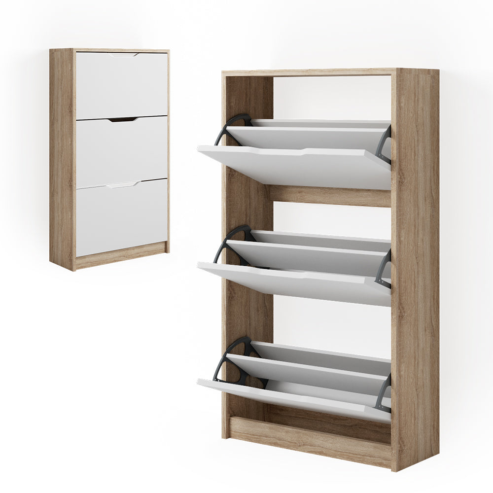 Vicco Scarpiera da ingresso Bianco/Sonoma 59 x 105 cm 3 scomparti