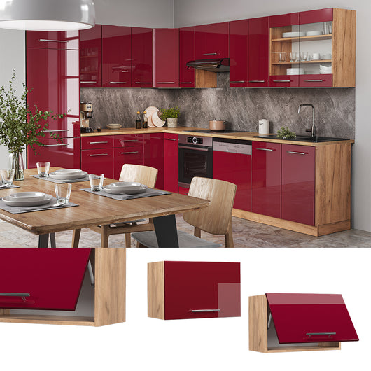 Vicco Pensile da cucina Rosso bordeaux lucido 60 cm Piatto