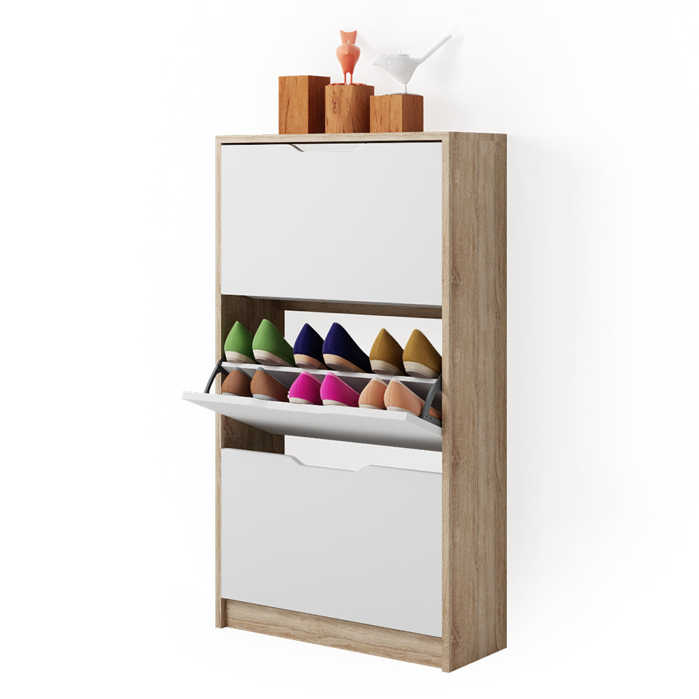 Vicco Scarpiera da ingresso Bianco/Sonoma 59 x 105 cm 3 scomparti