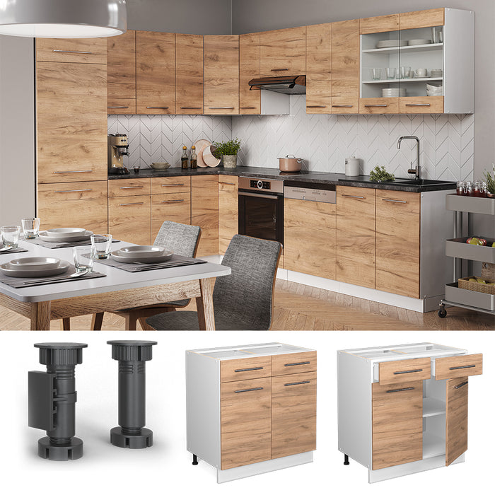 Vicco Mobiletto base per cucina Quercia dorata 80 cm senza piano di lavoro