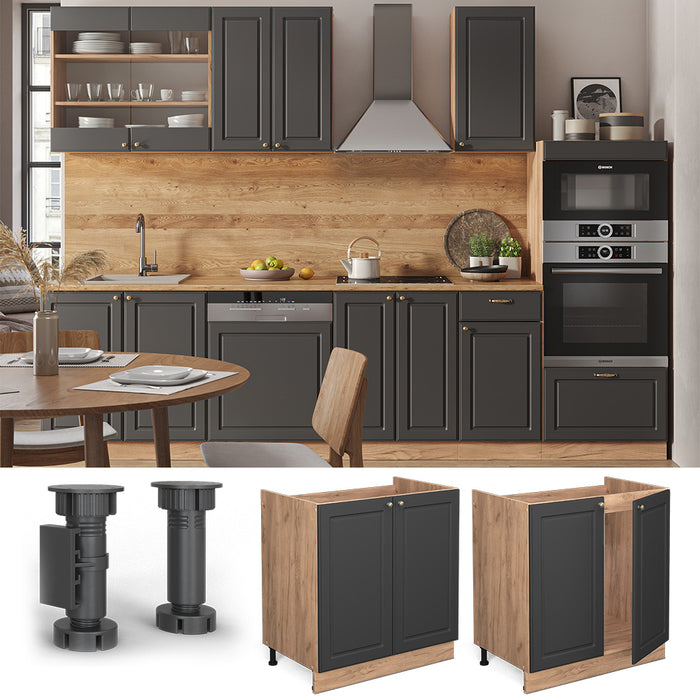 Vicco Mobile lavello cucina Antracite-oro 80 cm , PL Rovere