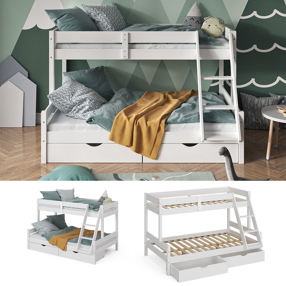 Vitalispa Letto a castello Bianco 120x200 / 80x200 cm con cassetti