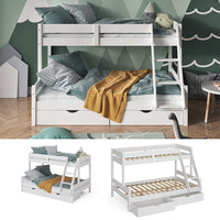 Vitalispa Letto a castello Bianco 120x200 / 80x200 cm con cassetti