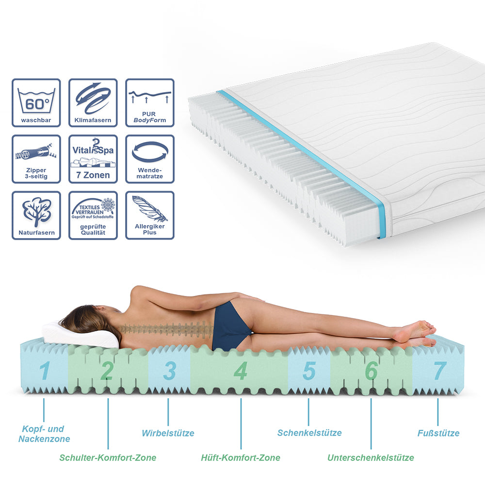 Vitalispa Materasso in schiuma fredda Bianco 160 x 200 cm 20 cm di altezza