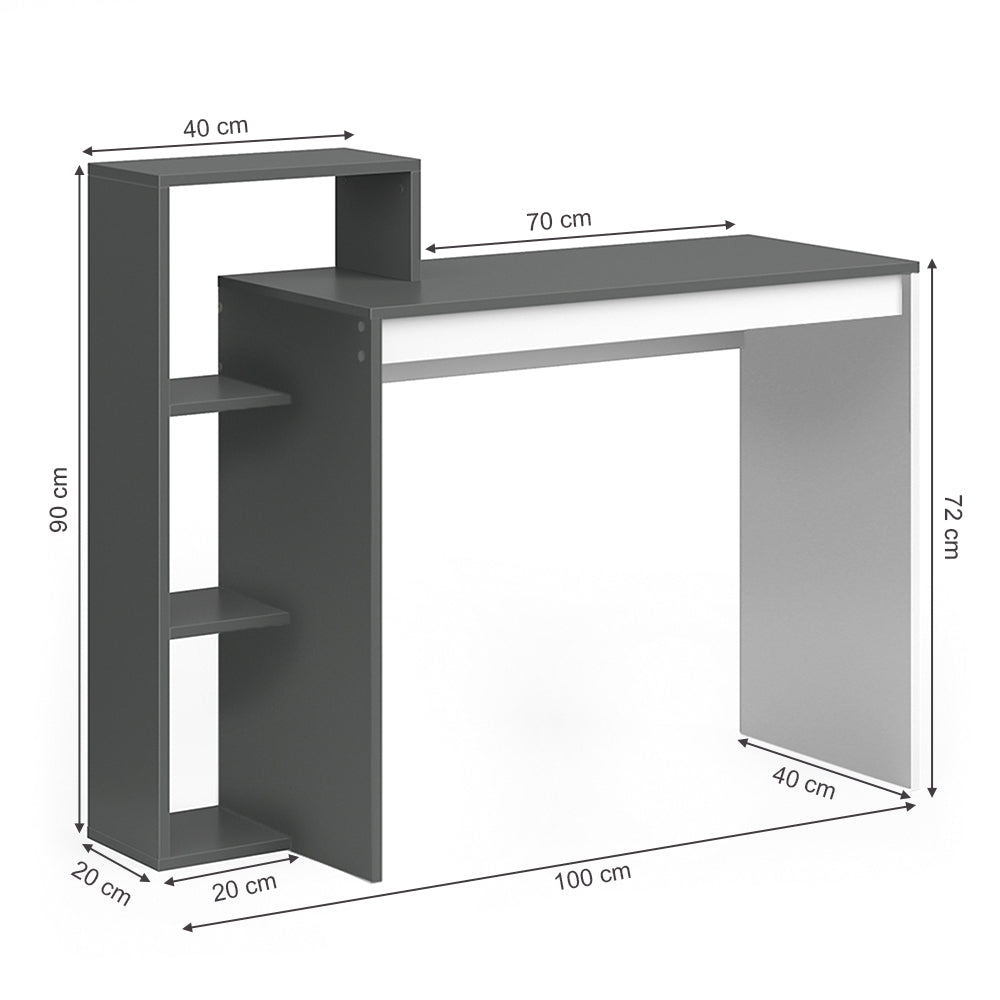 Vicco Scrivania con ripiani Antracite/bianco 110 x 40 cm