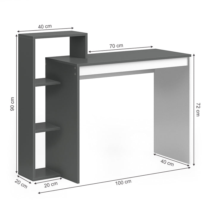 Vicco Scrivania con ripiani Antracite/bianco 110 x 40 cm