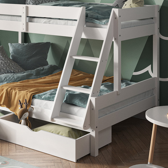 Vitalispa Letto a castello Bianco 120x200 / 80x200 cm con 2 materassi e 2 cassetti