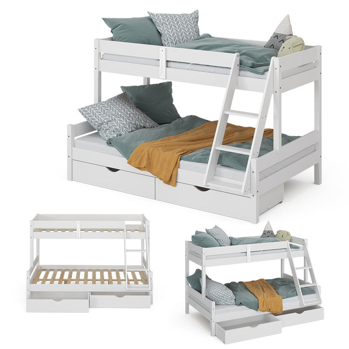 Vitalispa Letto a castello Bianco 120x200 / 80x200 cm con cassetti