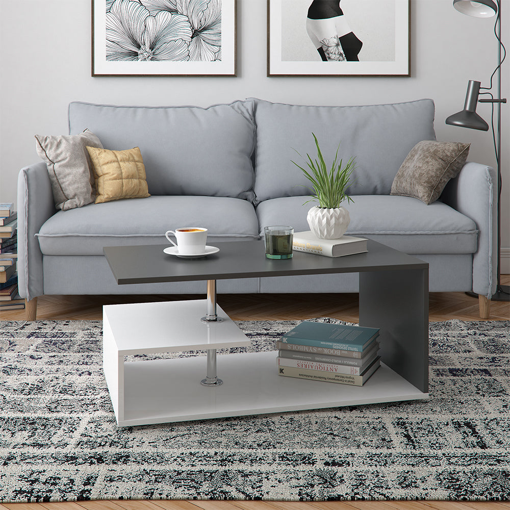 Vicco Tavolino da salotto Bianco/antracite 91 x 52,6 cm