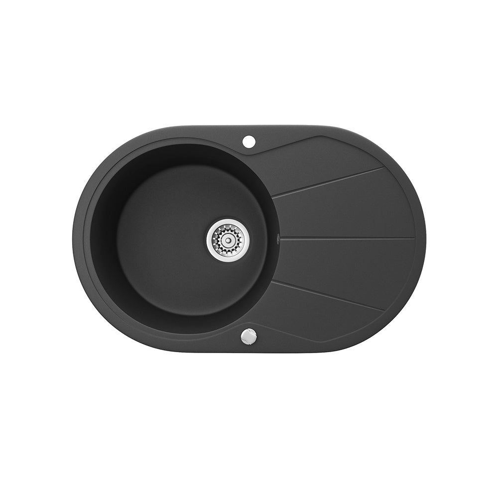 Bergström Lavello Nero 78 x 50 cm Rotondo con posto per asciugare