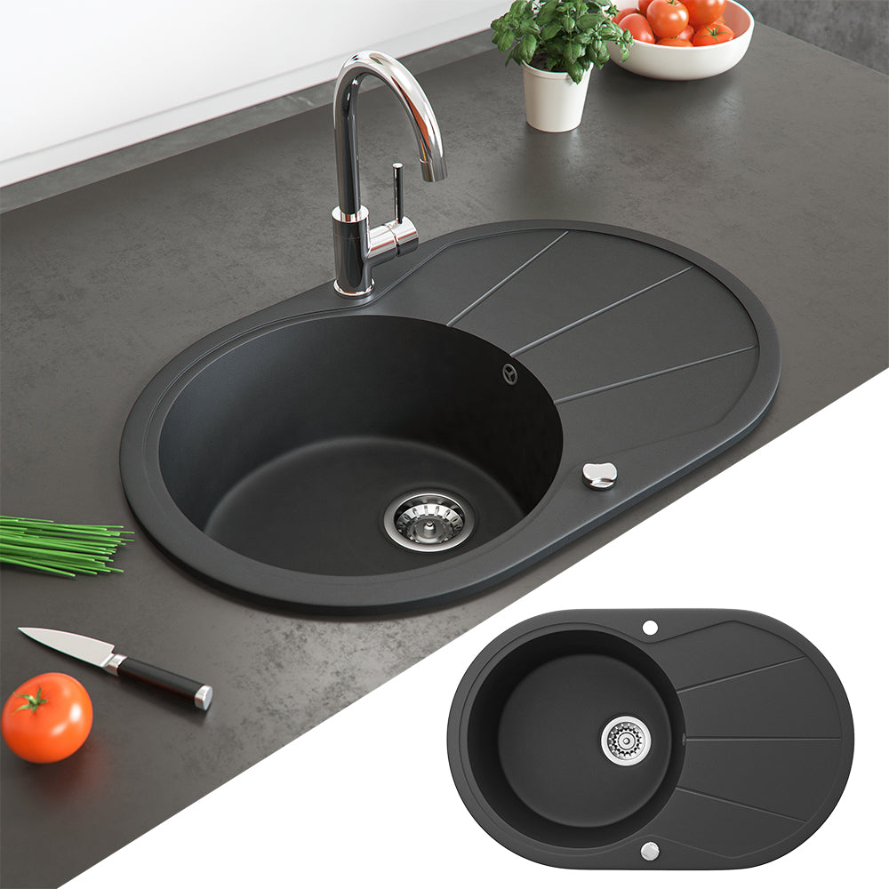 Bergström Lavello Nero 78 x 50 cm Rotondo con posto per asciugare