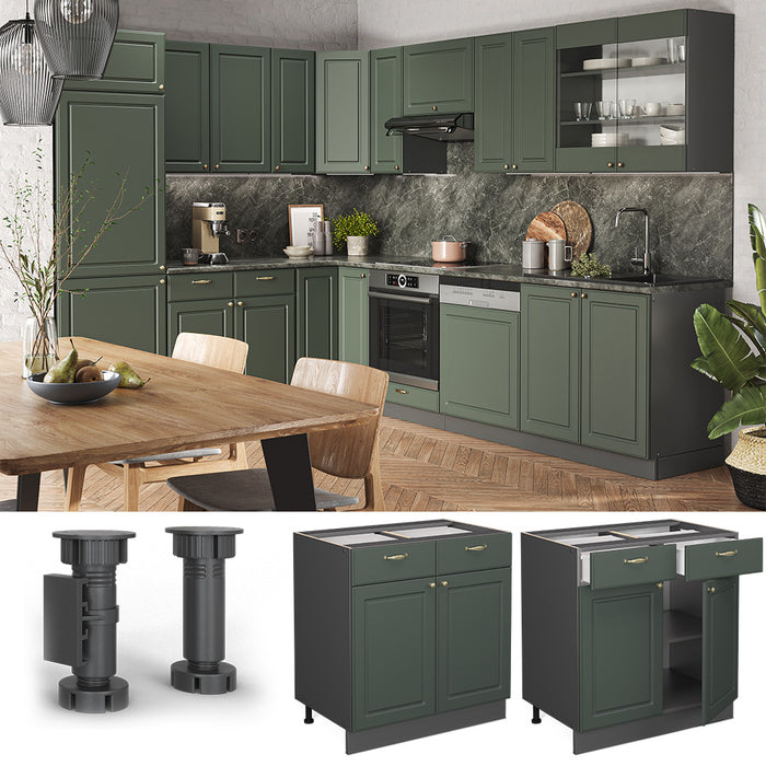 Vicco Mobiletto base per cucina Verde-oro Country House 80 cm , PL Marmo