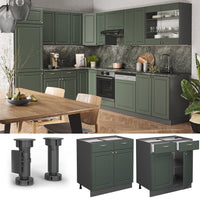 Vicco Mobiletto base per cucina Verde-oro Country House 80 cm senza piano di lavoro