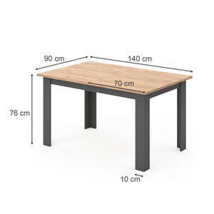 Vicco Tavolo da pranzo Quercia dorata 90 x 140 cm