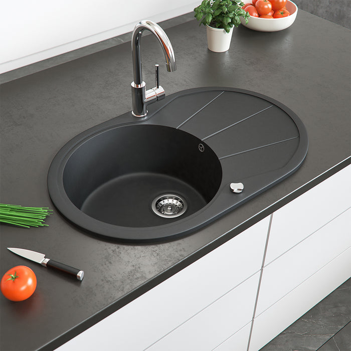 Bergström Lavello Nero 78 x 50 cm Rotondo con posto per asciugare