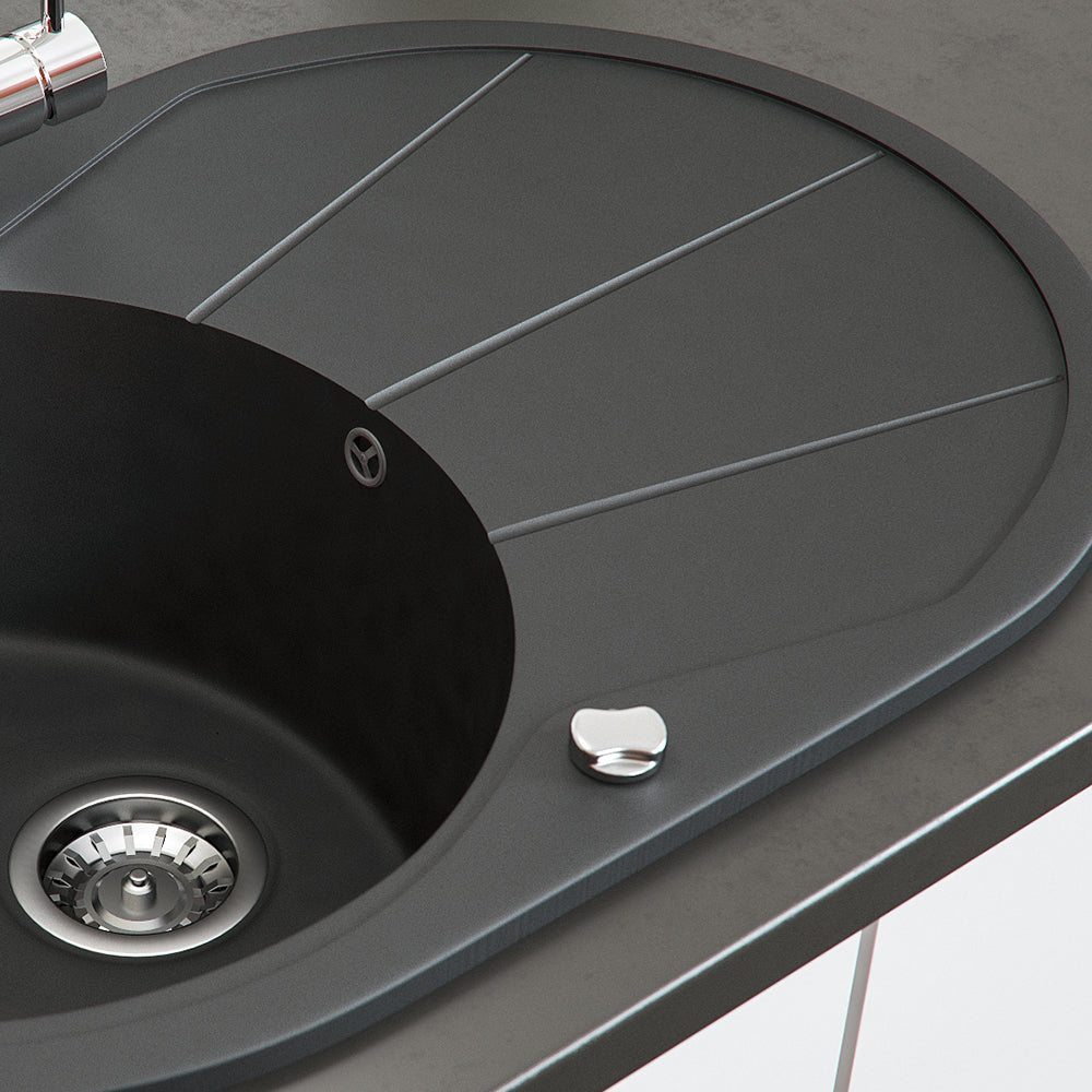 Bergström Lavello Nero 78 x 50 cm Rotondo con posto per asciugare