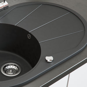 Bergström Lavello Nero 78 x 50 cm Rotondo con posto per asciugare