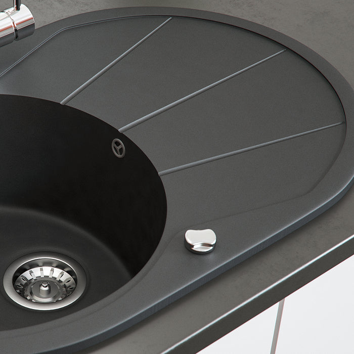 Bergström Lavello Nero 78 x 50 cm Rotondo con posto per asciugare
