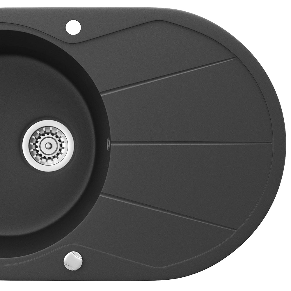 Bergström Lavello Nero 78 x 50 cm Rotondo con posto per asciugare