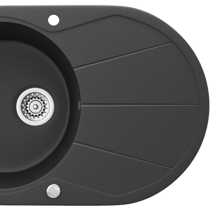 Bergström Lavello Nero 78 x 50 cm Rotondo con posto per asciugare