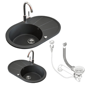 Bergström Lavello Nero 78 x 50 cm Rotondo con posto per asciugare