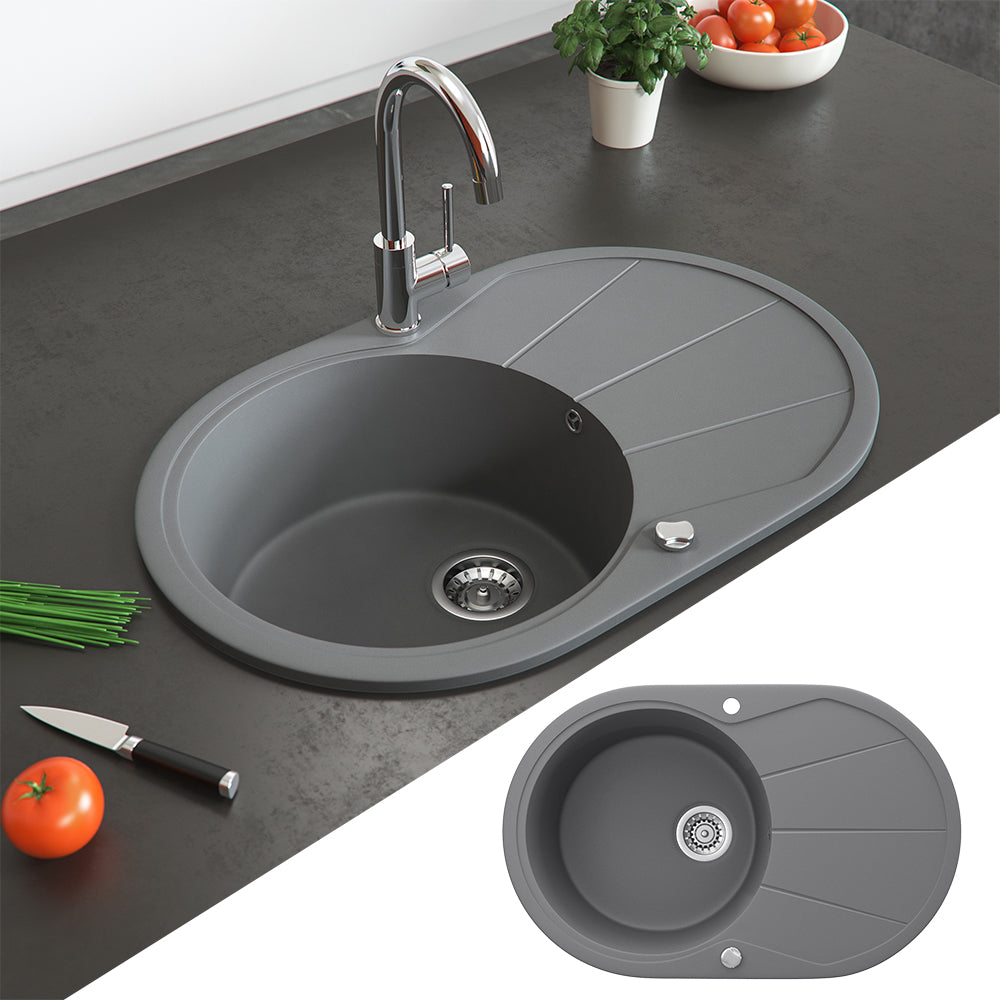 Bergström Lavello Grigio 78 x 50 cm Rotondo con posto per asciugare