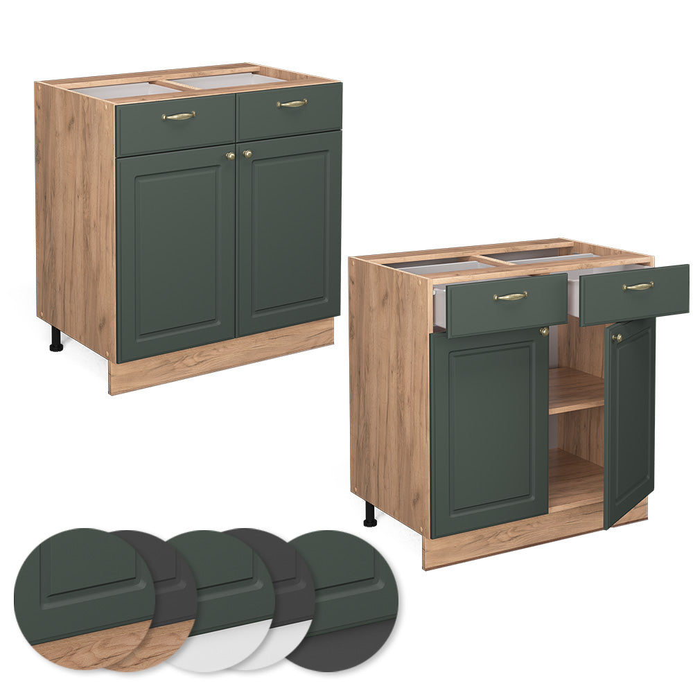 Vicco Mobiletto base per cucina Verde-oro Country House 80 cm senza piano di lavoro