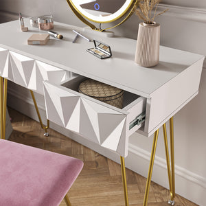 Vicco Tavolo da toeletta Bianco 100 cm con illuminazione LED e sgabello