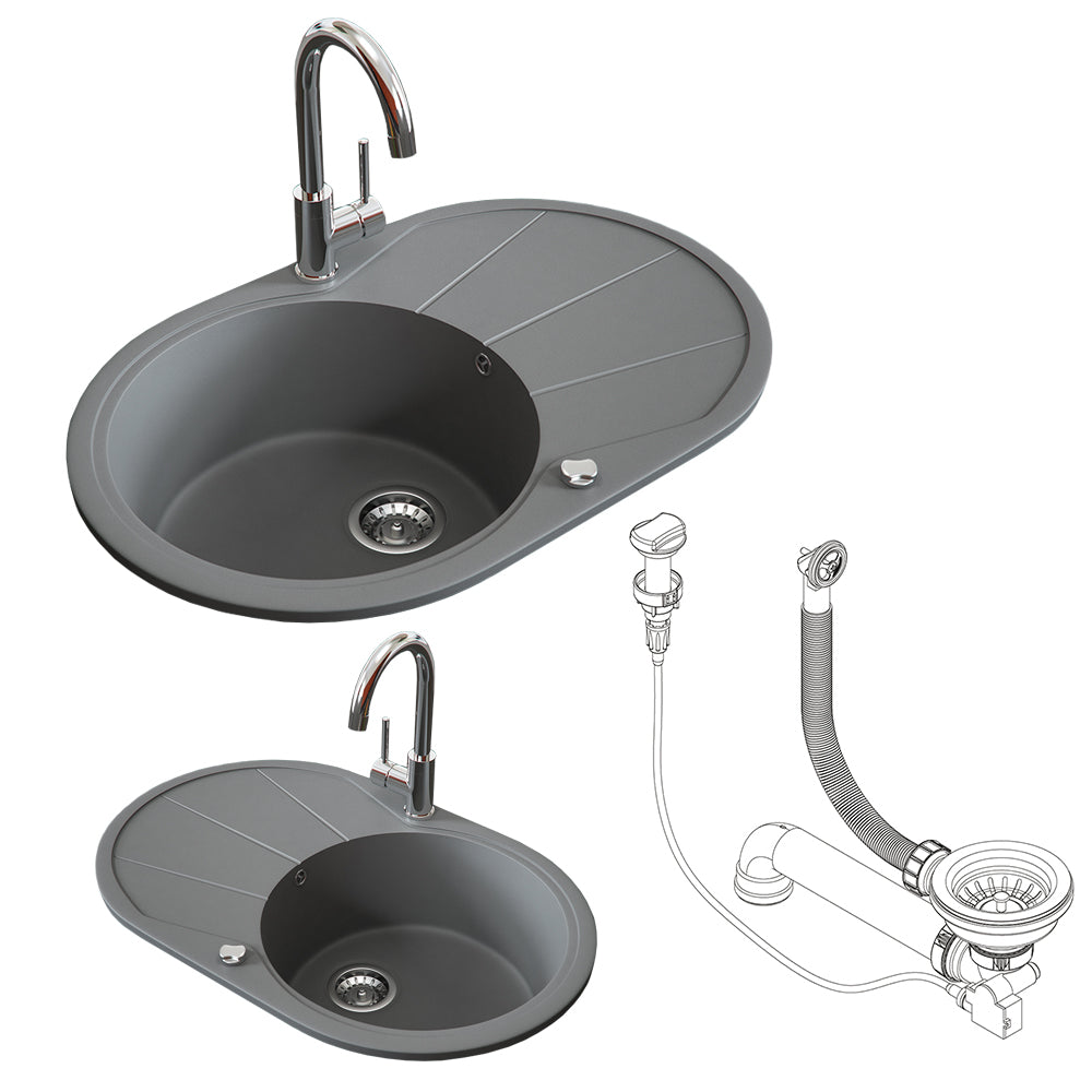 Bergström Lavello Grigio 78 x 50 cm Rotondo con posto per asciugare