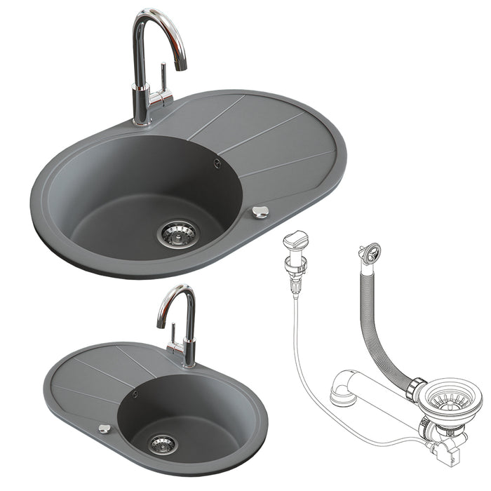 Bergström Lavello Grigio 78 x 50 cm Rotondo con posto per asciugare