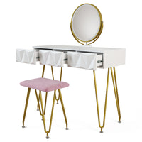 Vicco Tavolo da toeletta Bianco 100 cm con illuminazione LED e sgabello