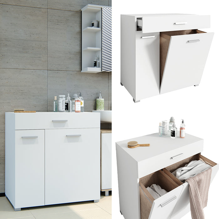 Vicco Armadietto da bagno con portabiancheria Bianco 75 x 78.5 cm