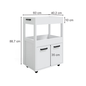 Vicco Contenitore con ruote Bianco 60 x 88.7 cm