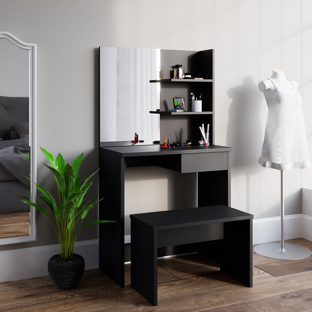 Vicco Panca Nero 70 cm per tavolo da toeletta