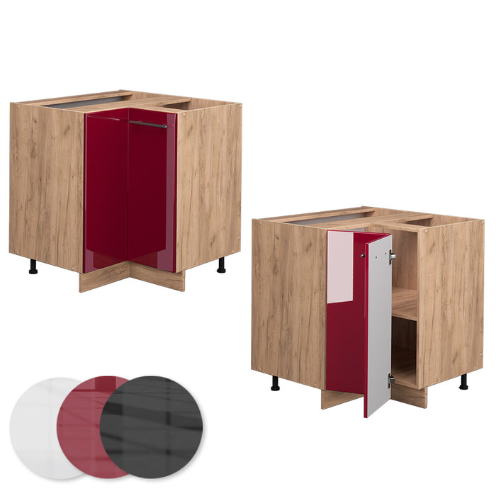 Vicco Mobile ad angolo cucina Rosso bordeaux lucido 80.5 cm senza piano di lavoro