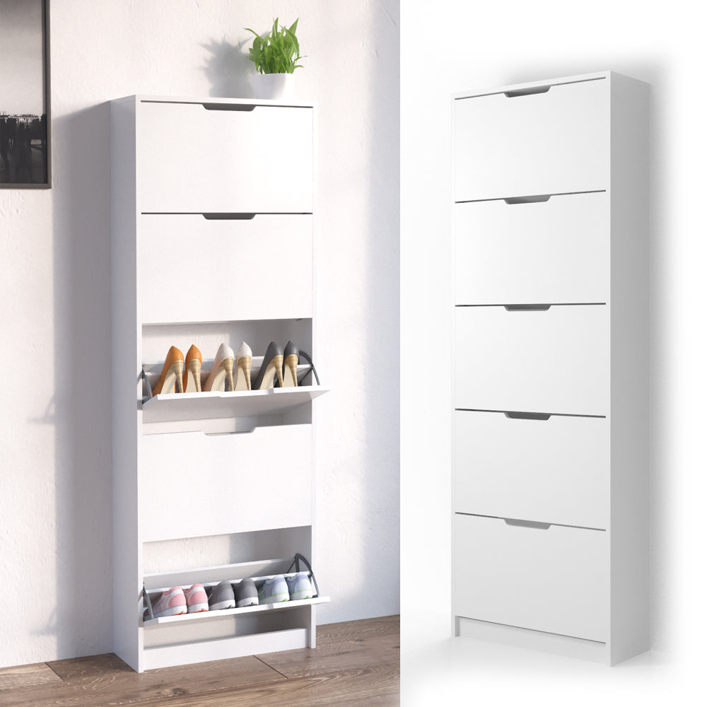 Vicco Scarpiera da ingresso Bianco 22 x 169 cm 5 scomparti