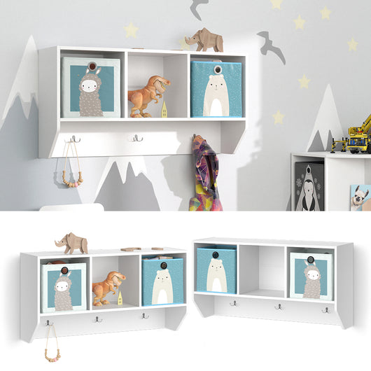 Vicco Scaffale a muro per bambini Bianco 31 x 56 cm con 2 scatole pieghevoli opt.2