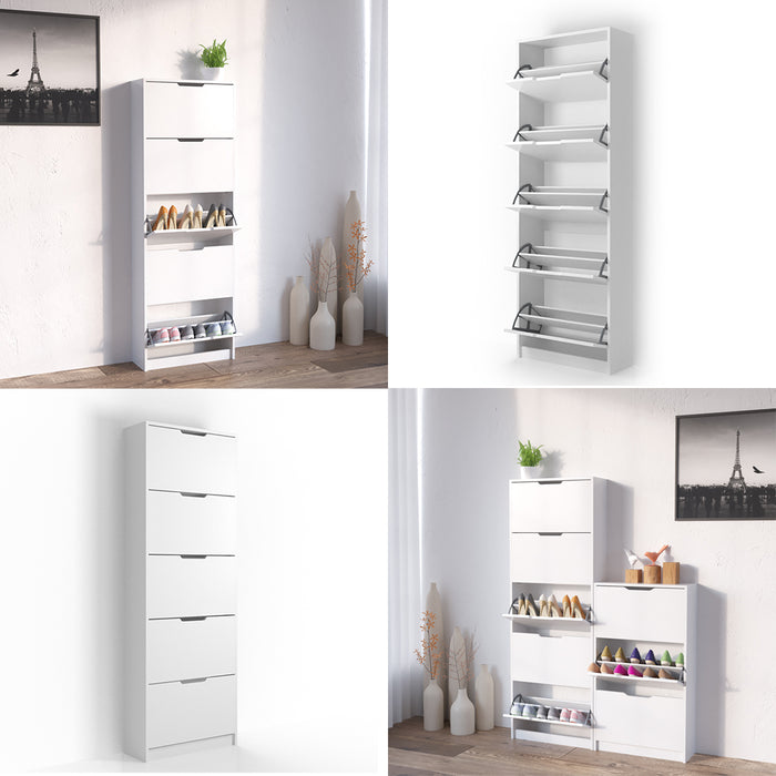 Vicco Scarpiera da ingresso Bianco 22 x 169 cm 5 scomparti