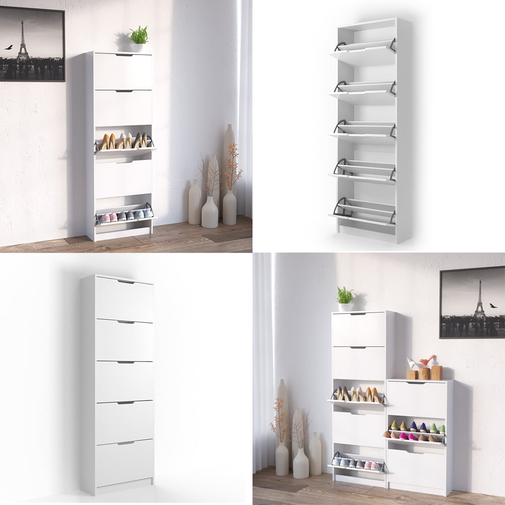 Vicco Scarpiera da ingresso Bianco 22 x 169 cm 5 scomparti