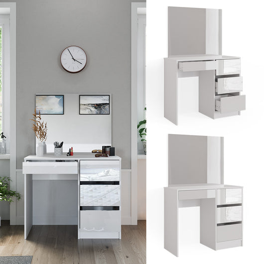 Comodino Vicco bianco, con specchio, 40 cm