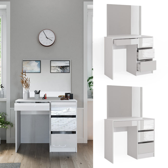 Comodino Vicco bianco, con specchio, 40 cm