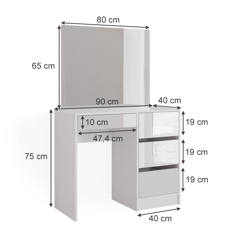 Comodino Vicco bianco, con specchio, 40 cm