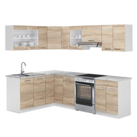 Vicco Cucina angolare completa Bianco/Sonoma 247 x 167 cm , PL Marmo