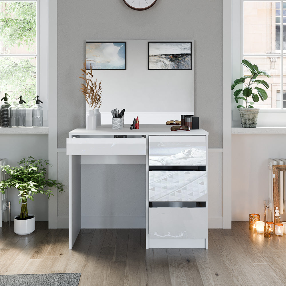 Comodino Vicco bianco, con specchio, 40 cm