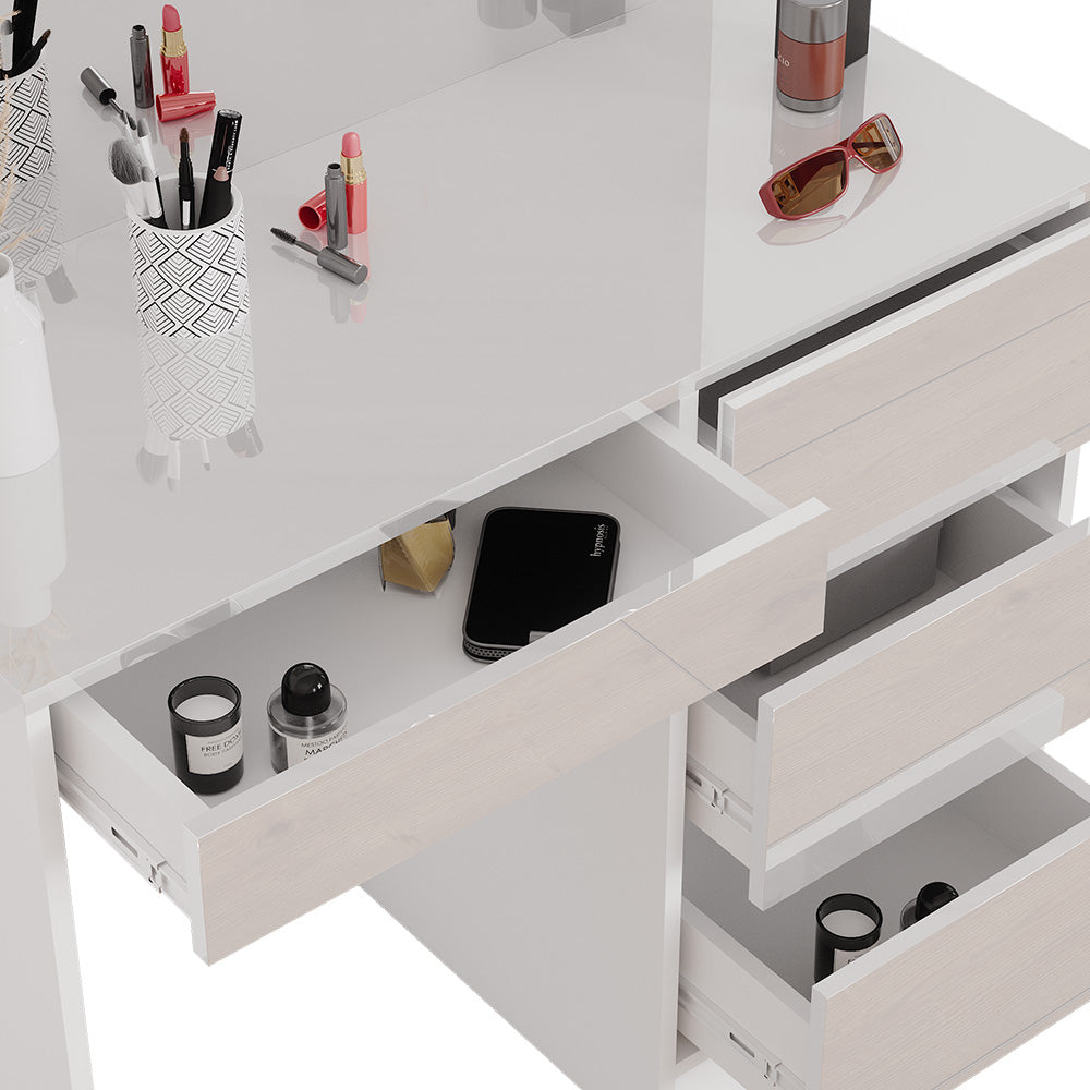 Comodino Vicco bianco, con specchio, 40 cm