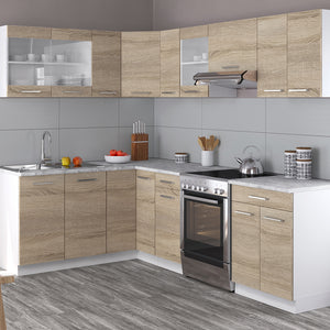 Vicco Cucina ad angolo Bianco/Sonoma 247 x 167 cm , PL Marmo con striscia LED